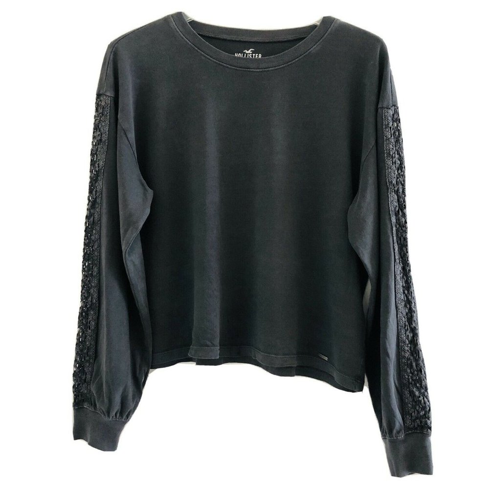Hollister Womens Long Sleeve Shirt Charcoal Gray